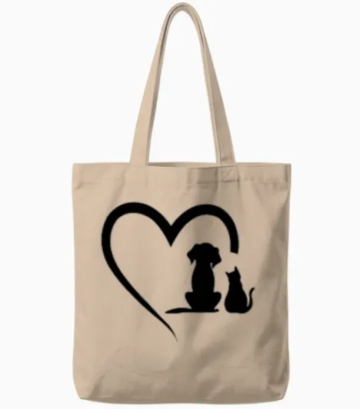 Dog Puppy Dog Cat Heart Dog Lover - Cat & Dog Tote Bags - Natural