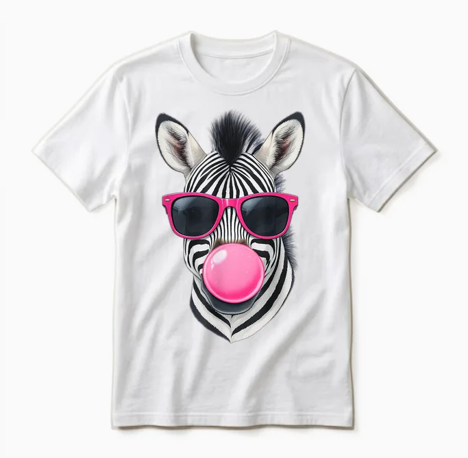 Zebra Design T-Shirt Women's Funny with Saying Children's Girls' Unisex T-Shirt in White