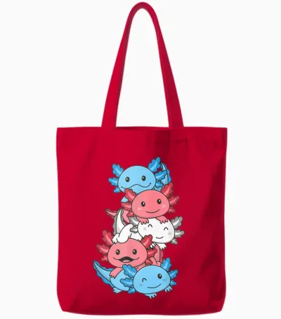 Cute Animals Lgbtq+ Pride Month Transgender Flagge Pride Monat Lgbtq Transgender Axolotl T-Shirt Schwarz Unisex Klein Eu S Klassisch Kurzarm Tote Bags - Red