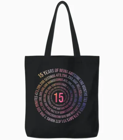 15 Years Birthday Helix 15 Years Boy Girl Birthday Tote Bags - Black