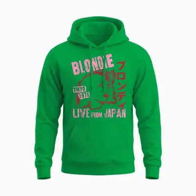 Blondie Live from Japan Flyer Vintage Band Unisex Hoodie - Irish Green