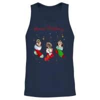 Funny Santa Shih Tzu Christmas Stocking Night Unisex Tank Top - Navy – 2