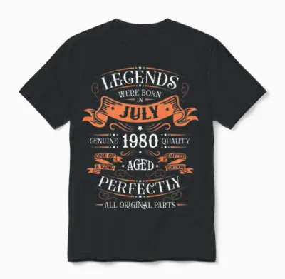 Anniversary in July 1980 Unisex T-Shirt - Black
