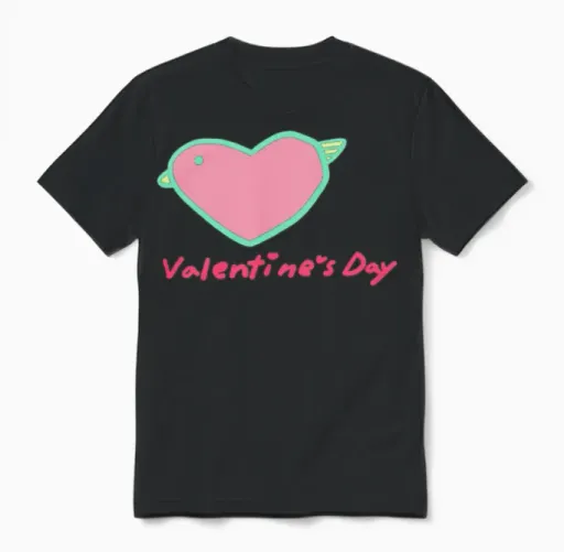 Bird Valentine Lovers Gift Unisex T-Shirt in Black