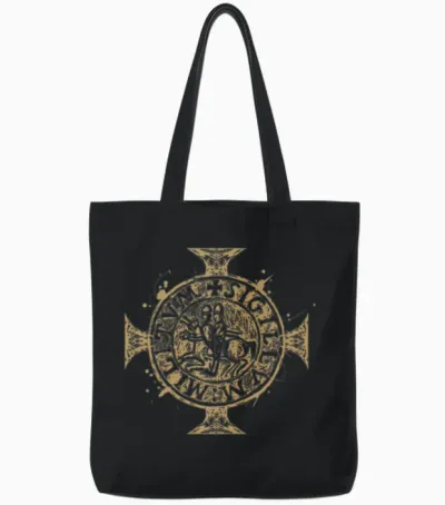 Vintage Knight Templar Knights Templar Tote Bags - Black