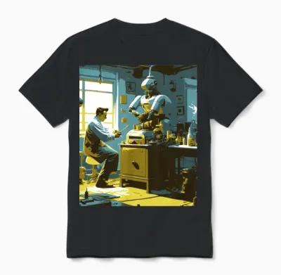 Retro Robotics Unisex T-Shirt - Black