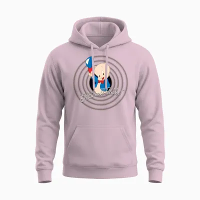 Looney Tunes Porky Pig Unisex Hoodie - Light Pink