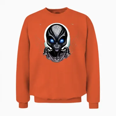 Alien Funny Unisex Sweatshirt - Orange