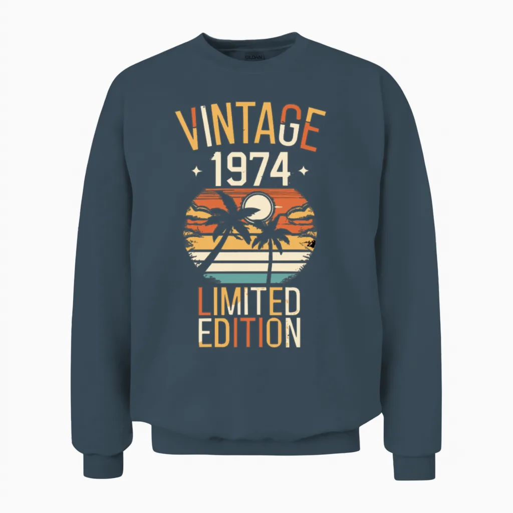 50th Birthday Vintage 1974 Limited Edition Gift Unisex Sweatshirt in Dark Heather