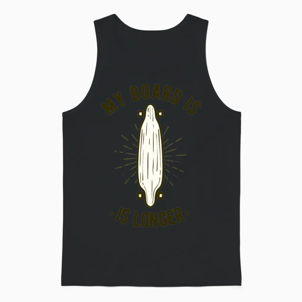 Longboard Retro Skater Skateboard Unisex Tank Top in Black