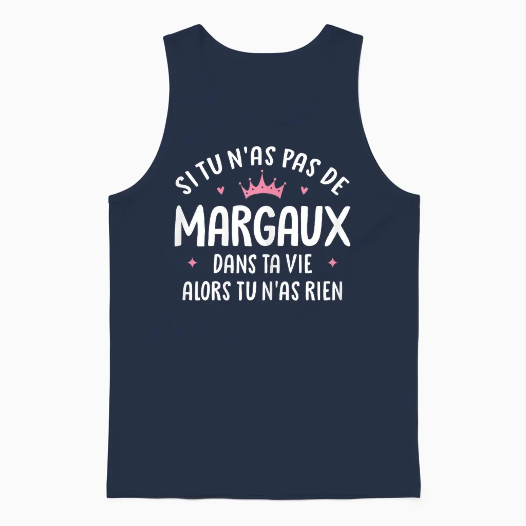 Woman Girlfriend Humour Gift Personalized Name Margaux Unisex Tank Top in Navy