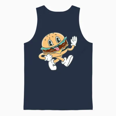 Funny Hamburger Unisex Tank Top - Navy
