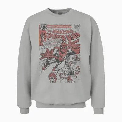 Marvel Comics Spider-Man Amazing Comic Cover Vintage Unisex Sweatshirt - Ash