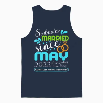Married Since May 2022, 3rd Wedding Anniversary T-Shirt, Black, S Unisex Tank Top - Navy