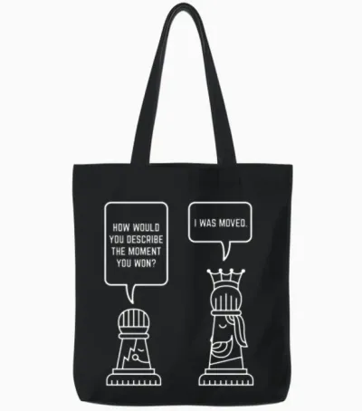 Chess King Chess Board Tote Bags - Black
