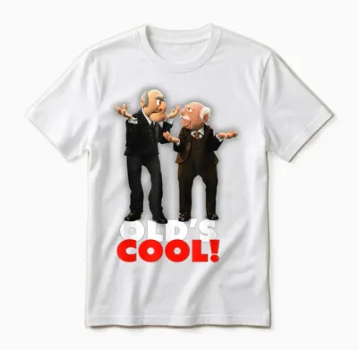 Disney the Muppets Waldorf and Statler Old's Cool T-Shirt, Black Unisex T-Shirt - White
