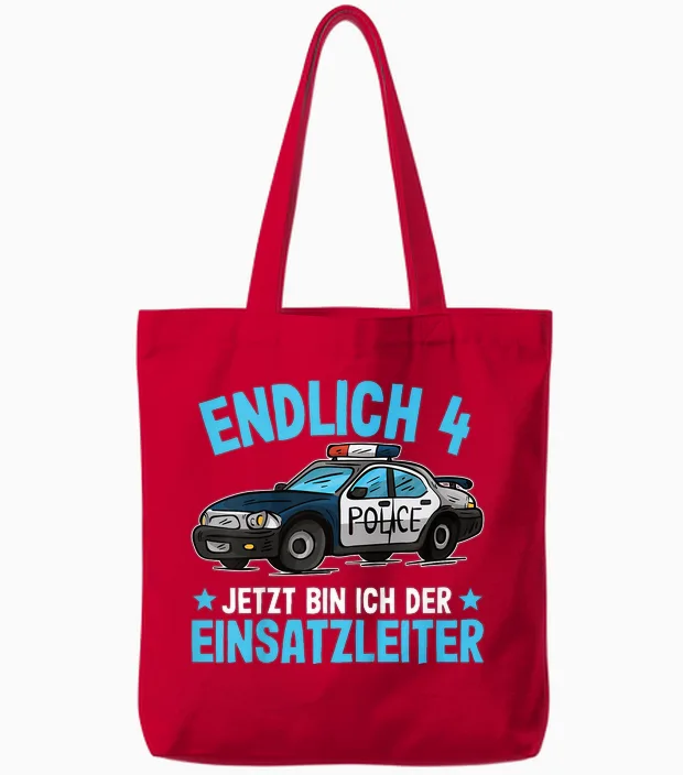 Polizei Shirt 4 Jahre Jungen | Polizei 4. Geburtstag Tote Bags in Red