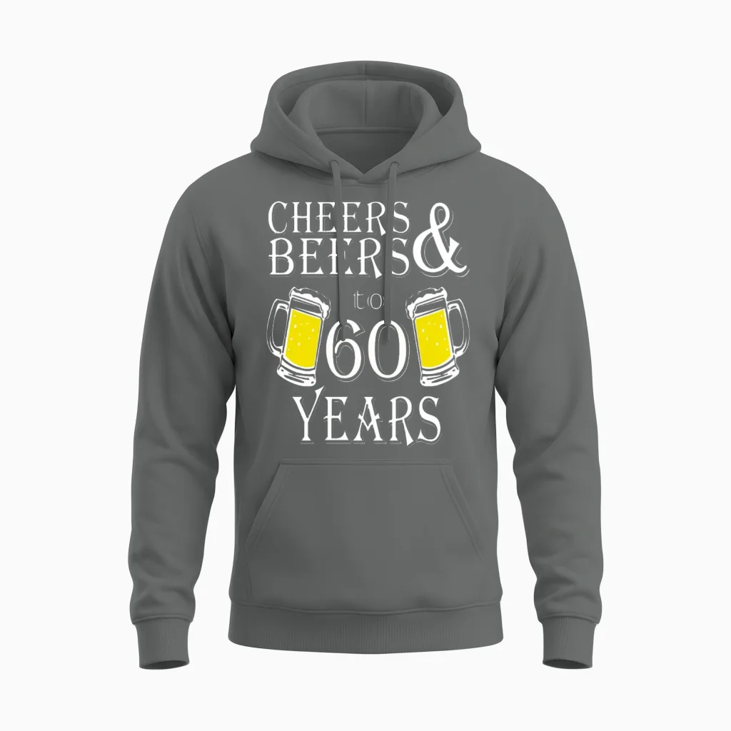 Cheers and Beers to 60 Years Unisex Hoodie in Graphite Heather