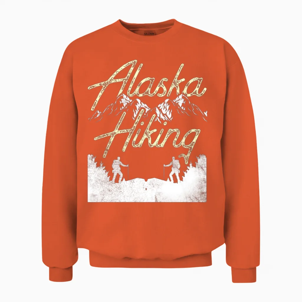 Alaska Hiking Hike Nature Hiker Unisex Sweatshirt in Orange