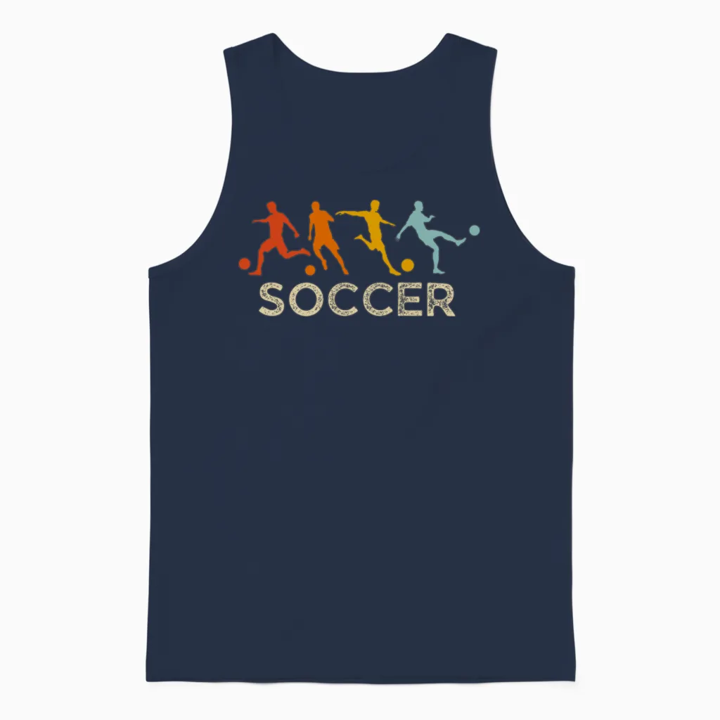 Team Soccer Lover Retro Vintage Sports Unisex Tank Top in Navy