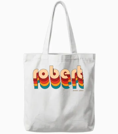 Retro Robert Name Tote Bags - White