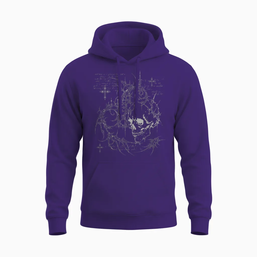 Y2k Grunge Goth Alt Skull Sigilism Vintage Graphic Unisex Hoodie in Purple