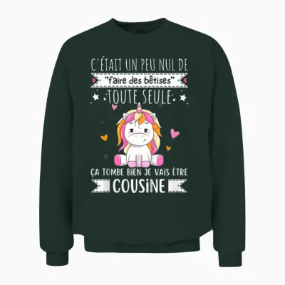 Child Future Cousine 2025 Pregnancy Announcement, Soon Cousine T-Shirt, Black, 2 Unisex Sweatshirt - Forest