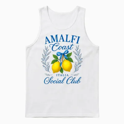 Amalfi Coast Italy Social Club Lemons with Bow Retro Unisex Tank Top - White