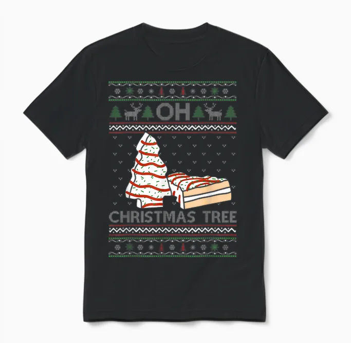 Oh Christmas Tree Cakes Debbie Becky Jen Cake Lovers Xmas Unisex T-Shirt in Black