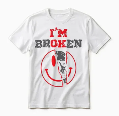 Confused Smile I'm Broken Invisible Illness I'm Ok Broken Unisex T-Shirt - White