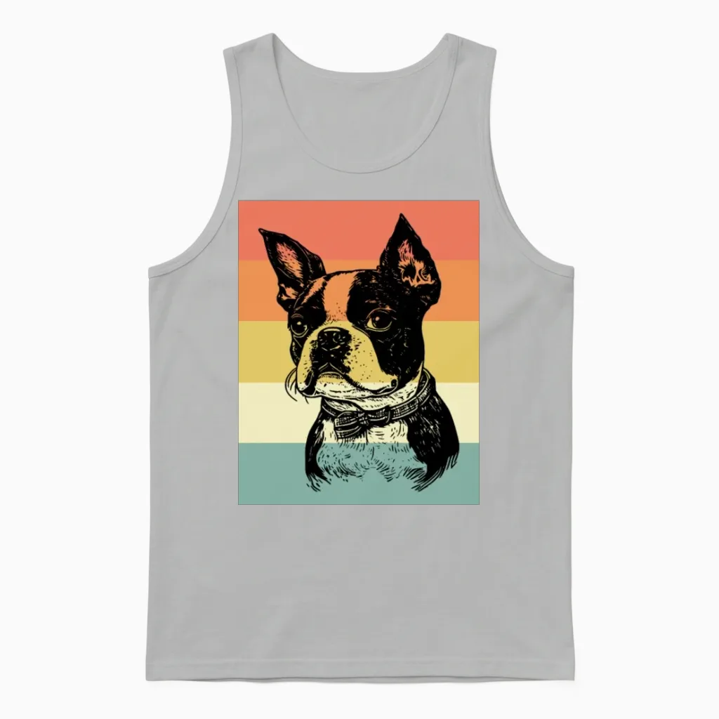 Boston Terrier Dog Retro - Lovers Unisex Tank Top in Ash