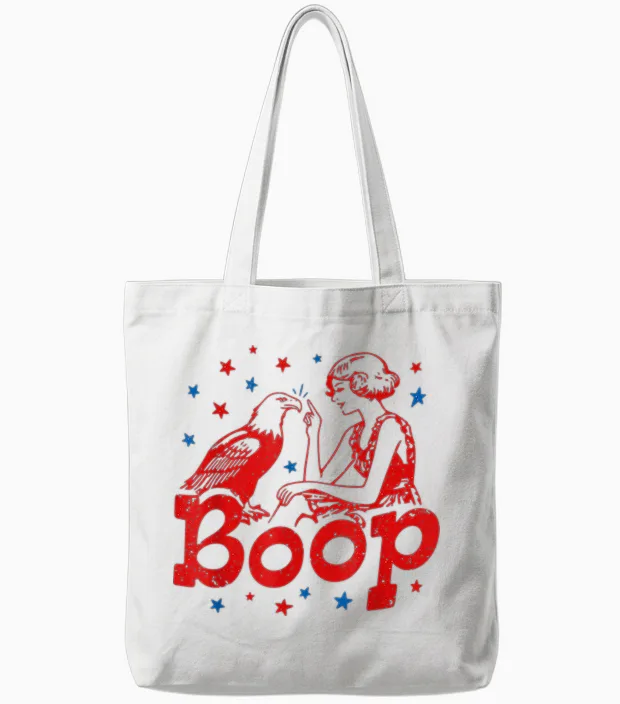 Boop Eagle Patriotic July Fourth Humor Tote Bags in White