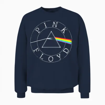 Official Pink Floyd Rock Retro Prism Circle Logo Music Unisex Sweatshirt - Navy