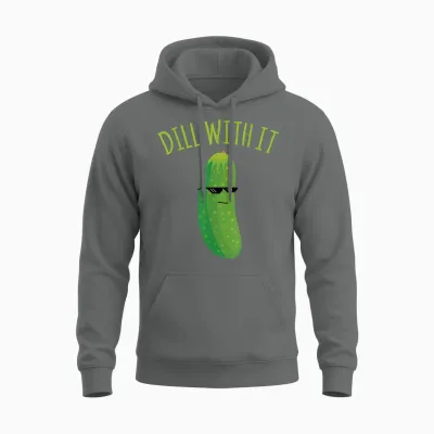 Dill with It Funny Pickle Unisex Hoodie - Graphite Heather