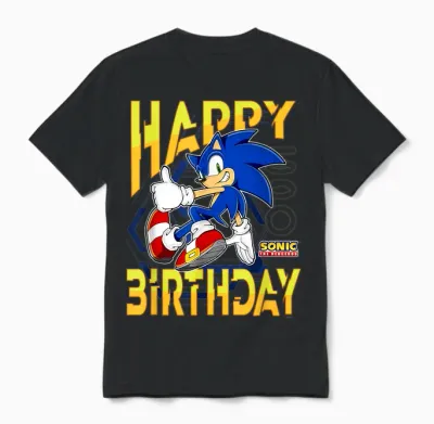 Sonic the Hedgehog Birthday Happy Birthday Thumbs Up Logo Unisex T-Shirt - Black
