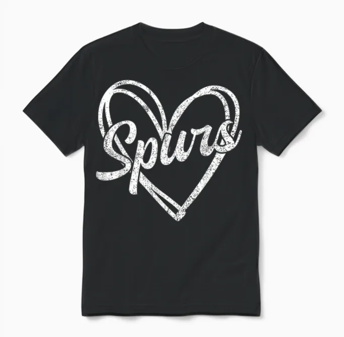 Retro Vintage Spurs Heart Unisex T-Shirt in Black