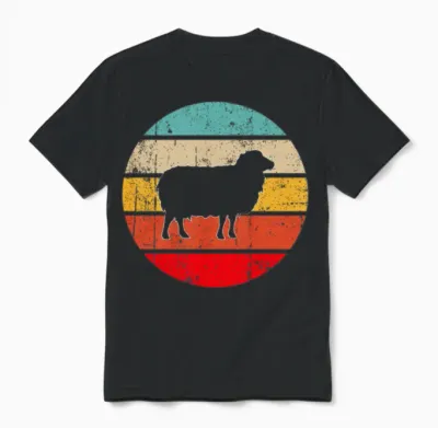 Sheep Retro Unisex T-Shirt - Black