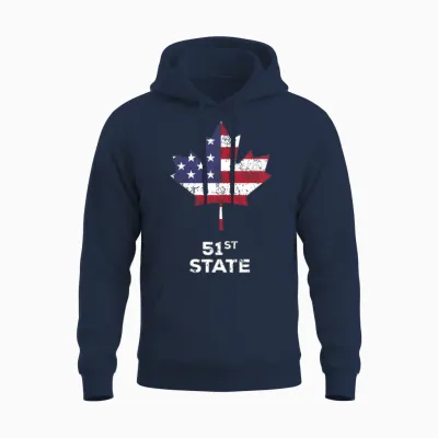 Canada 51st State United States Funny Trump Quote Unisex Hoodie - Navy