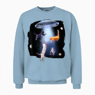 @n!mal Katze Lustig Katzenmotiv Katze T-Shirt Damen, Unisex-Erwachsene, Herren Schwarz S Standardlänge Klassische Passform Crew-Neck Kurzarm Tierdruck Casual Freizeit Katze Unisex Sweatshirt - Light Blue