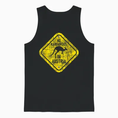 Zookeeper Wildlife Animal Lover T-Shirt with German Text "no Kangaroo in Austria, Black Unisex Tank Top - Black