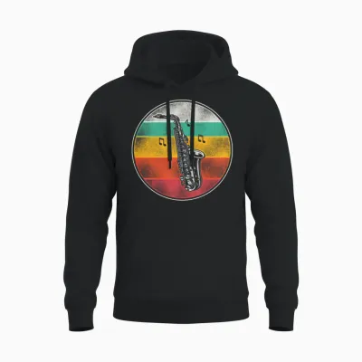 Saxophone Retro Vintage Unisex Hoodie - Black