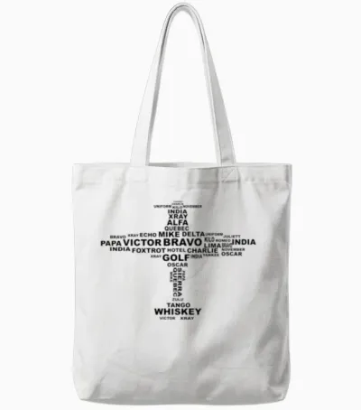 Full Phonetic Alphabet Plane Letters Tote Bags - White
