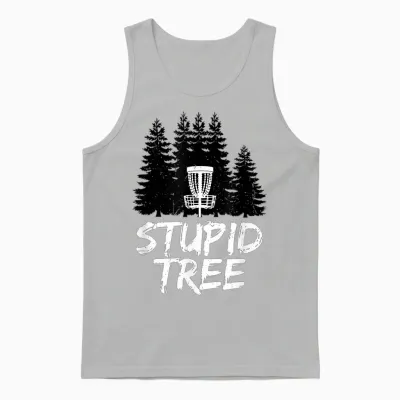 Stupid Tree Disc Golf T Shirt Funny Frisbee Golf Unisex Tank Top - Ash