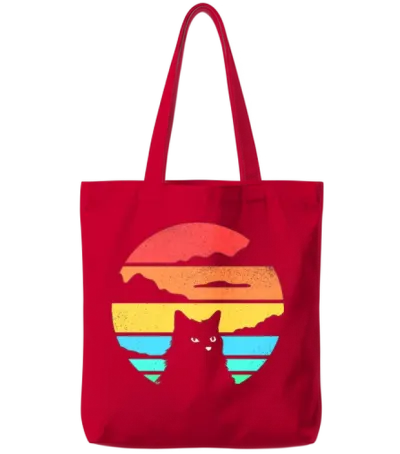 Retro Cat Tote Bags - Red