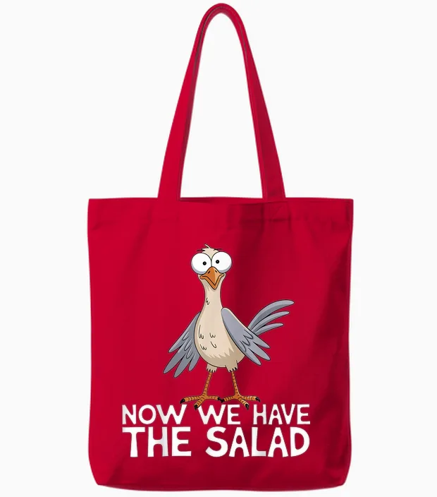 Now We Have the Salad Jetzt Haben Wir Den Salat Lustig Fun T-Shirt, Black, S Tote Bags in Red