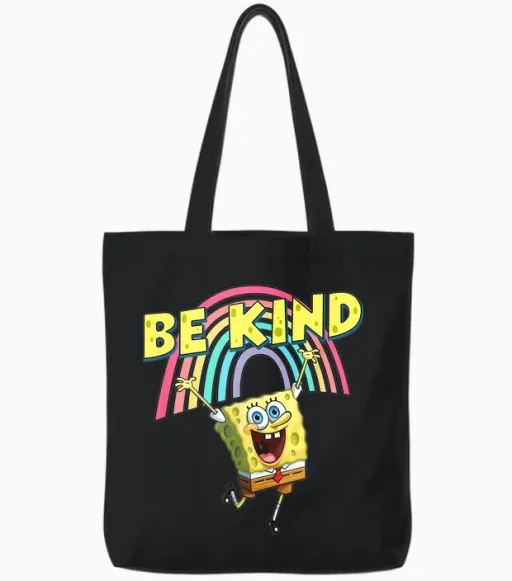 Mademark X Spongebob Squarepants - Be Kind with Rainbow Tote Bags - Black