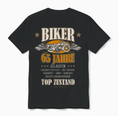 65. Geburtstag Biker Motorrad Mann Geschenk Lustig Unisex T-Shirt - Black