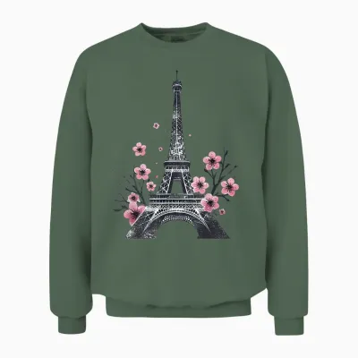 Eiffel Tower Unisex Sweatshirt - Military Green