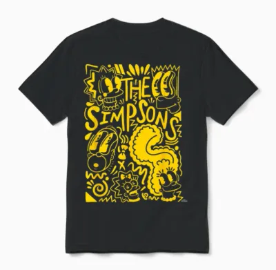 The Simpsons Homer Marge Lisa Bart Maggie Doodle T-Shirt Small Unisex T-Shirt - Black