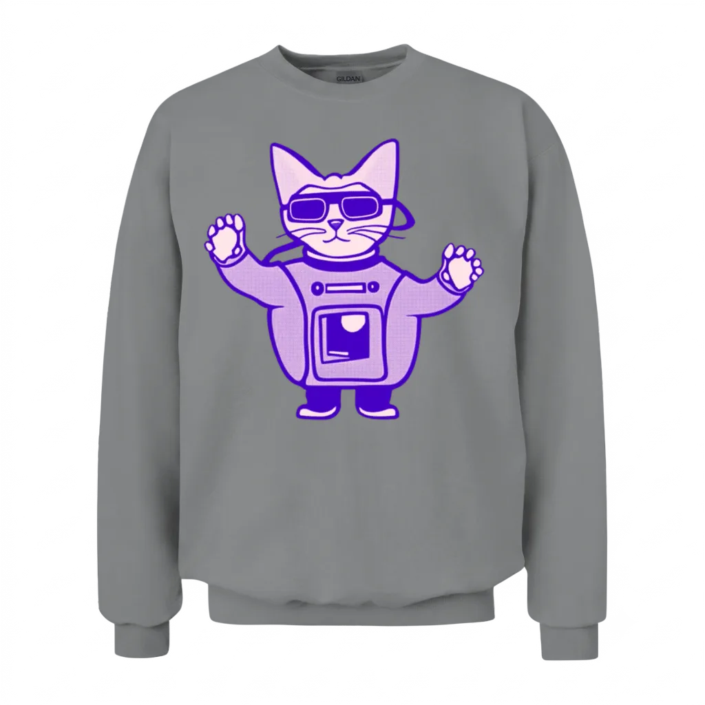 Funny Cat in Astronaut Suit Funny Animals Unisex Sweatshirt - Sport Grey
